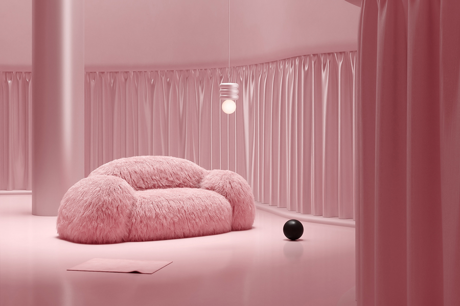 pink loveseat sofa